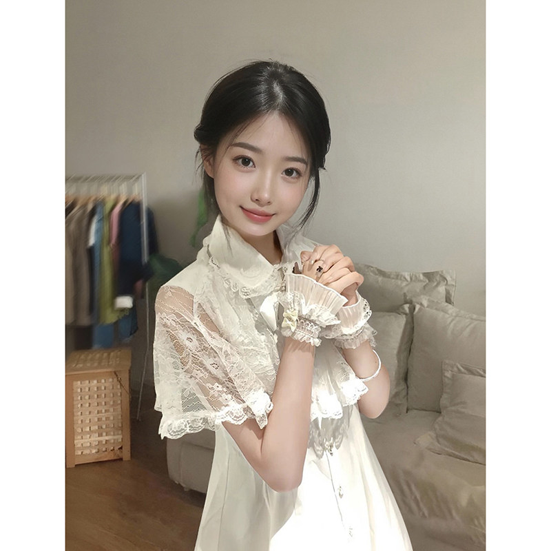 日系减龄甜美可爱蕾丝披肩连衣裙甜美可爱蝴蝶结Lolita洛丽塔短裙