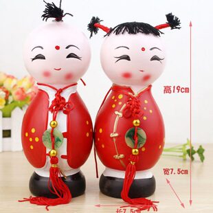 饰品送新人新婚礼物 中国风可爱吉祥娃娃创意家居客厅电视柜摆件装