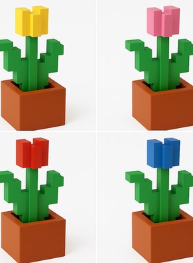 我的世界Minecraft花盆盆栽植物摆件装饰MC像素花手办周边桌面摆
