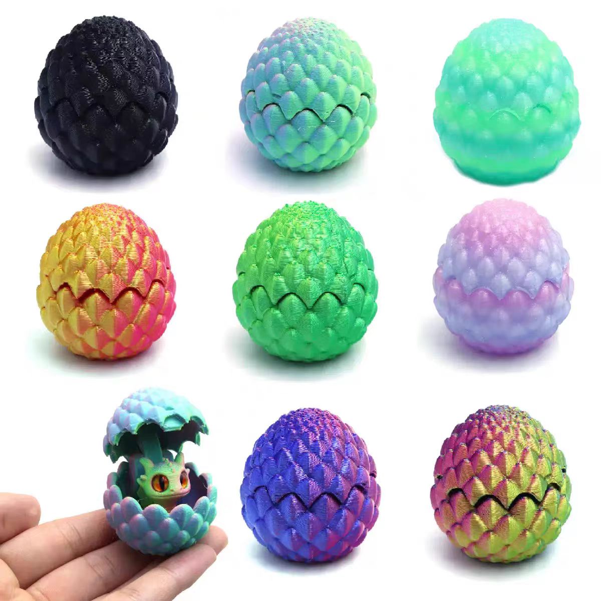 3d水晶龙立体关节模型塑料三地打印关节可动解压迷你龙蛋摆件玩具
