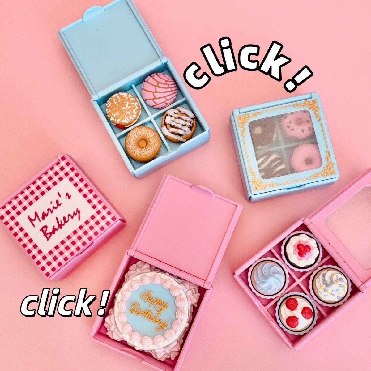 仿真烘焙盒按键点击器解压玩具3D打印食物造型按压挂件创意钥匙扣