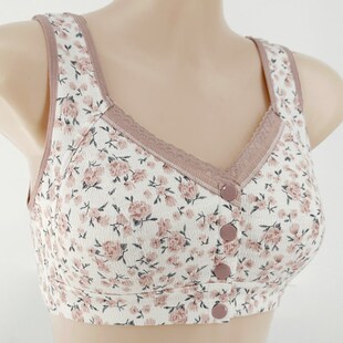 碎花胸罩 薄款 老年人内衣妈妈前扣文胸无钢圈大码 胖mm女200斤夏季
