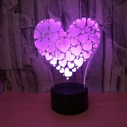 3d小夜灯心形卧室床头浪漫创意梦幻网红夜光节能插电睡眠台灯女