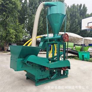 干秸秆稻草粉碎机效果沙克龙除尘秸秆饲料粉碎机自动化粉草机视频