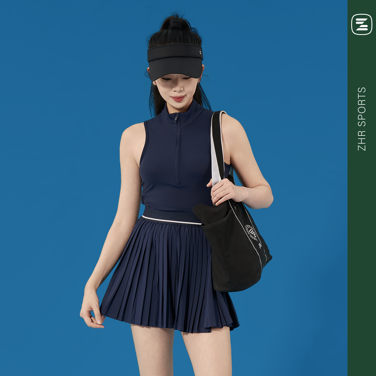 ZHRSPORTS无袖网球裙连衣裙女2025新款羽毛球服夏运动裙子套装