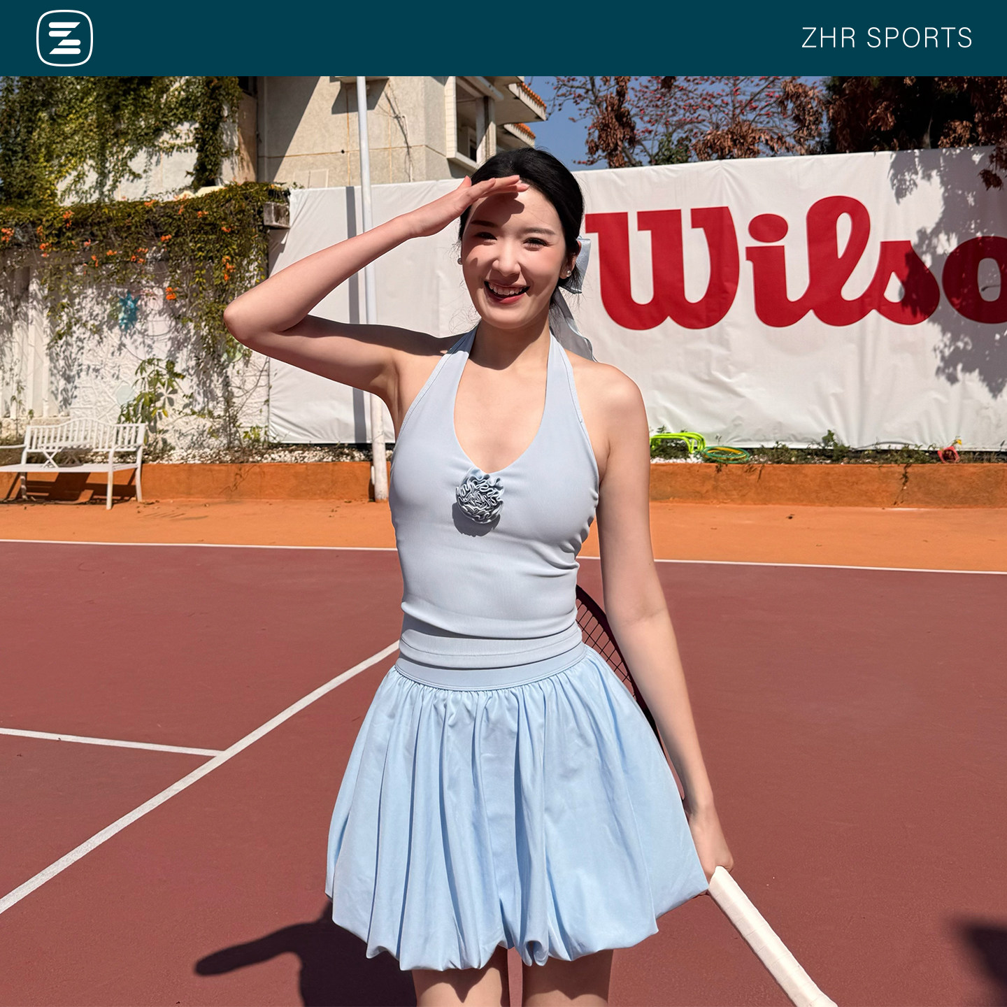 ZHRSPORTS网球服女裸感美背运动背心两件套网球裙健身高尔夫短裙