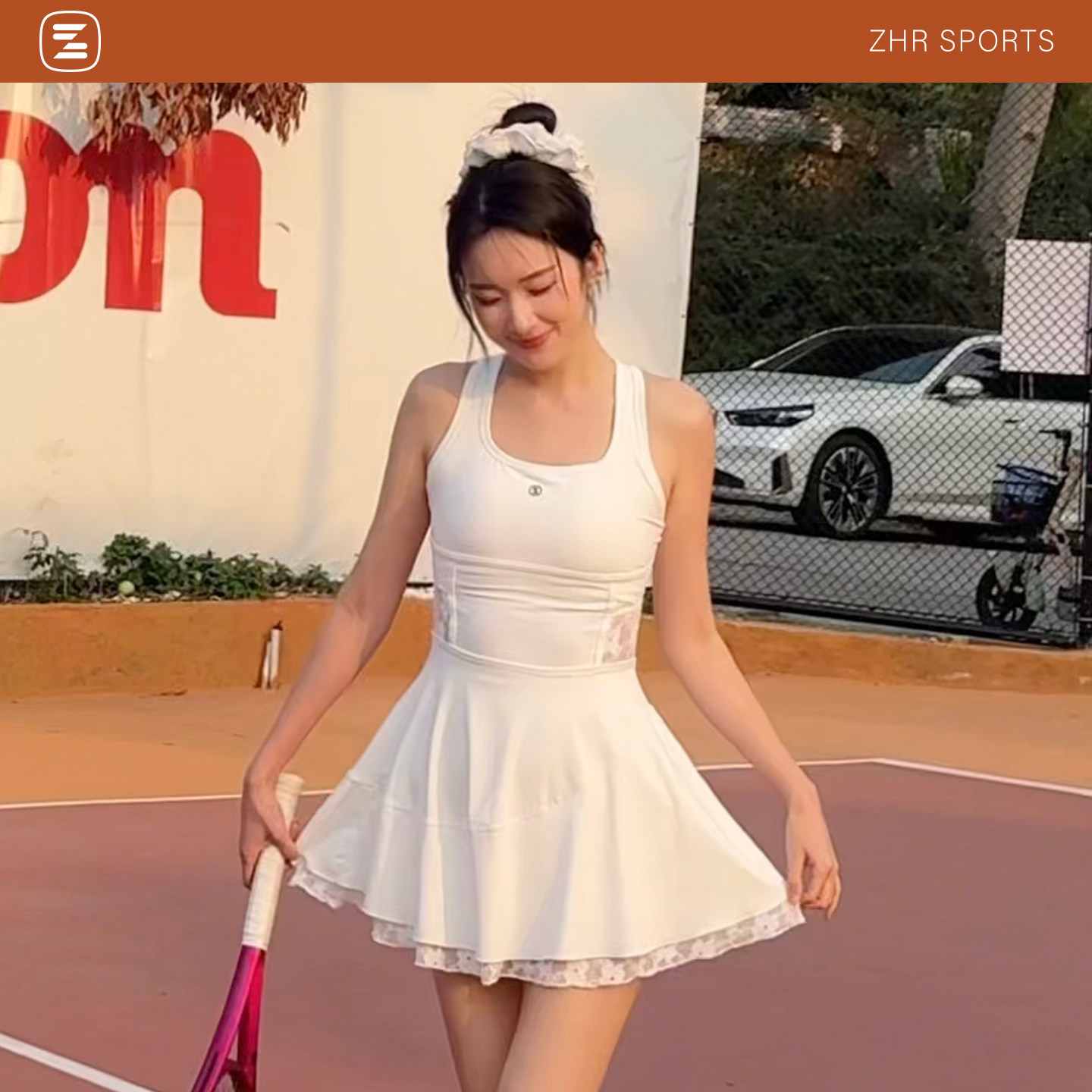 ZHRSPORTS 公主系列蕾丝网球裙吊带美背高尔夫短裙网球运动连衣裙