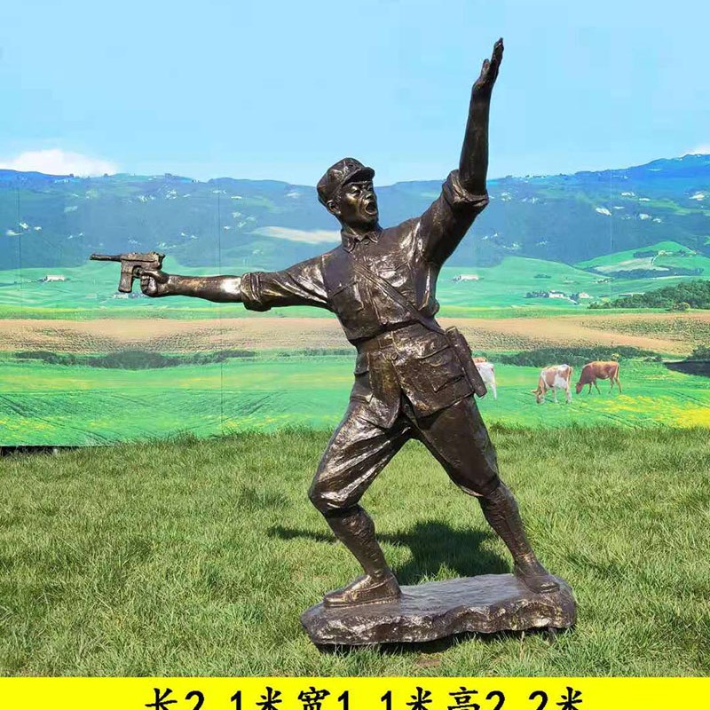 定制红军八路军雕塑红色文化铸铜人物军民一家亲抗战革命仿铜摆件