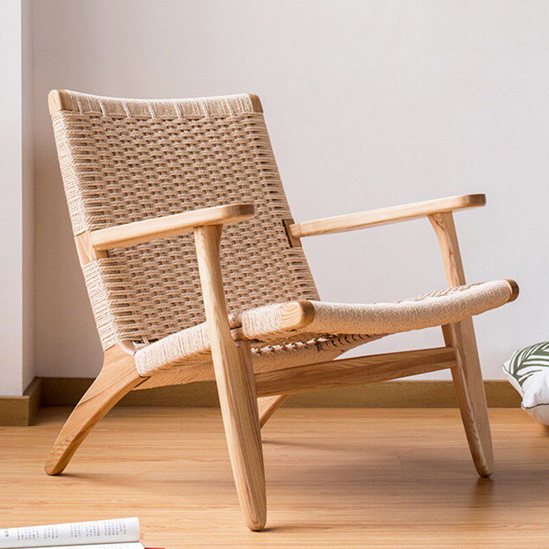 马鞍椅北欧实木复古单人沙发民宿酒店中古绳编折叠椅子靠背椅藤椅,住宅家具,阳台椅,淘宝优惠券,粉丝福利购,淘宝优惠卷