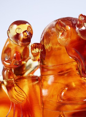 琉璃马摆件马上封侯居家玄关客厅办公桌面摆放开业商务送礼生肖猴