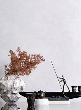 新中式复古陶瓷花瓶办公室茶室客厅茶具套装渡船人物组合装饰摆件