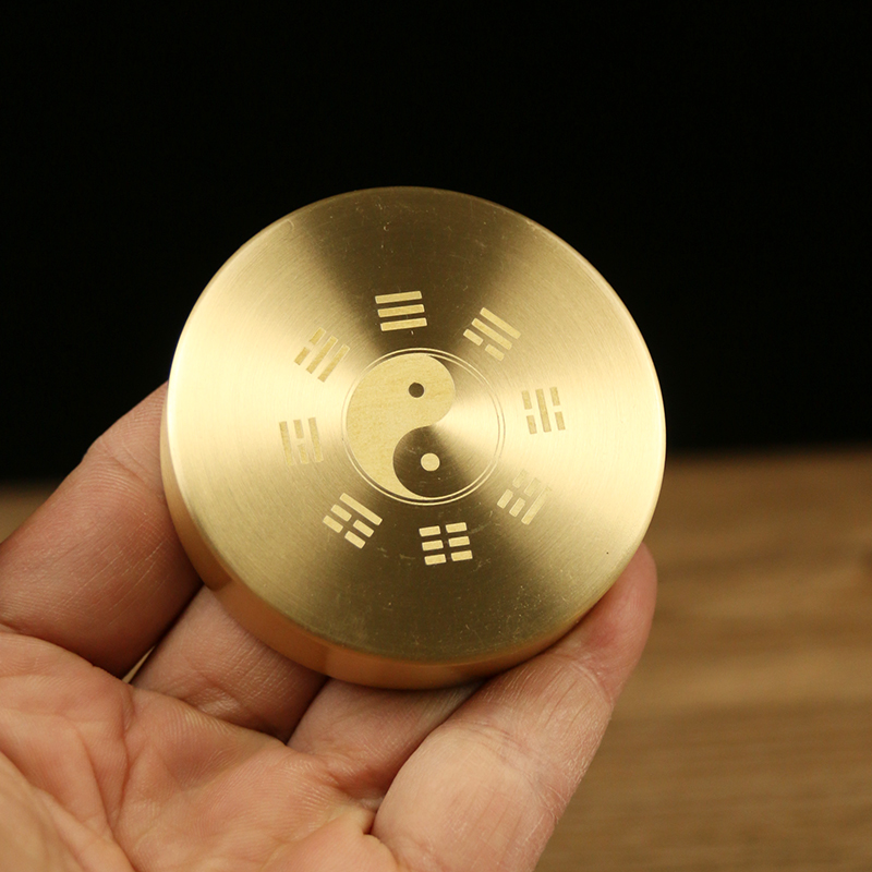 纯铜圆镇纸中国风镇尺黄铜实心创意书法学生金属简约文房小号礼品