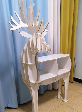 鹿书架网红家居摆件北欧麋鹿创意客厅落地置物架橱窗直播装饰书架