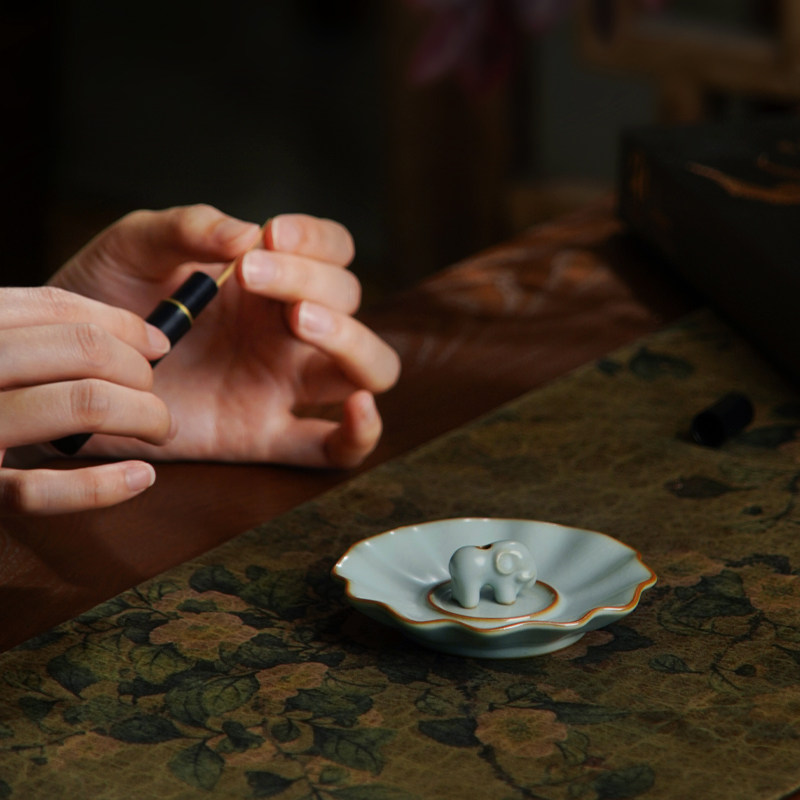 汝窑小福象线香香插迷你檀香香座家用景德镇陶瓷复古汝瓷礼品青瓷,家居饰品,香托/香盘/香座/香插,淘宝优惠券,粉丝福利购,淘宝优惠卷