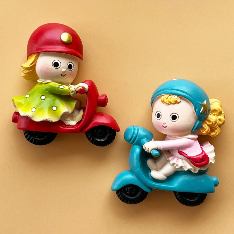 卡通骑摩托女孩冰箱贴3D立体磁贴简约磁力贴个性创意白板贴吸铁石,家居饰品,冰箱贴,淘宝优惠券,粉丝福利购,淘宝优惠卷