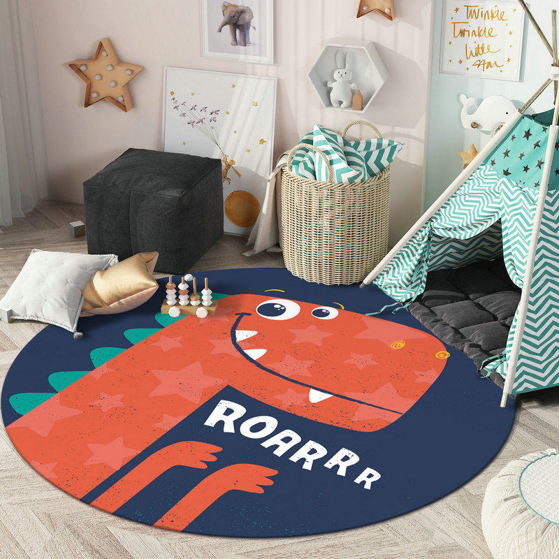 卡通恐龙可爱呆萌圆形儿童房间地毯电脑椅书桌床边吊篮小帐篷地垫,居家布艺,地毯,淘宝优惠券,粉丝福利购,淘宝优惠卷