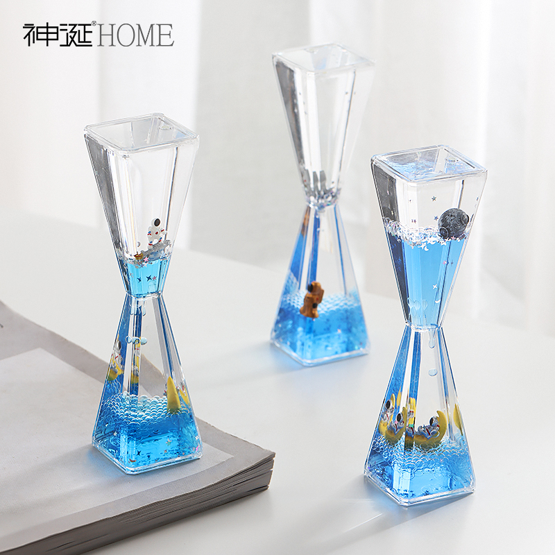 创意太空人宇航员摆件液体流油时间沙漏计时器装饰品解压儿童礼物