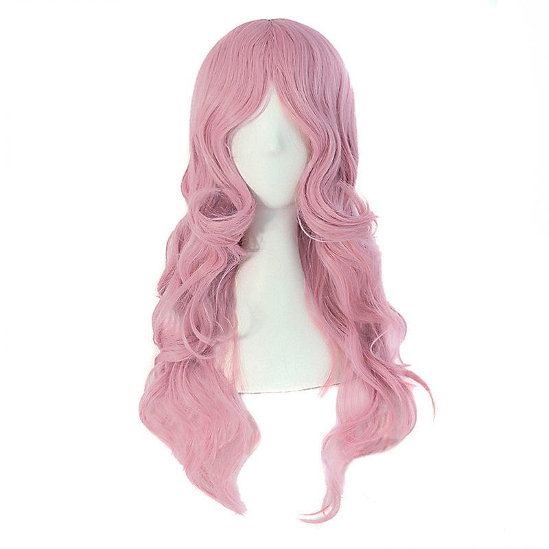 潼漫 cos假发女长卷发大波浪60cm藕粉色高温丝全头套长发动漫假毛