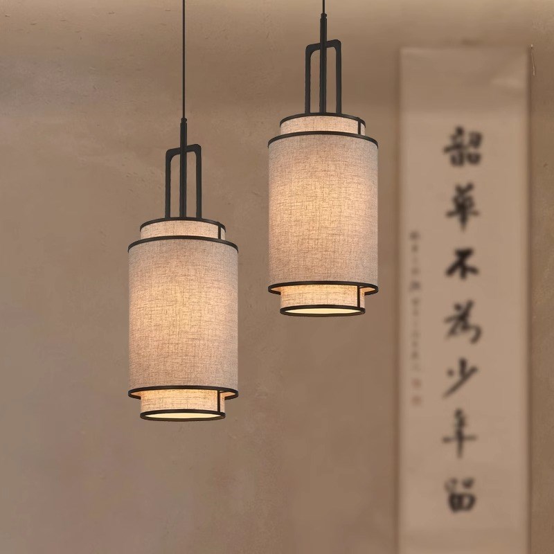 新中式吊灯侘寂风餐饮大厅卡座吧台过道灯设计师款民宿灯具定制