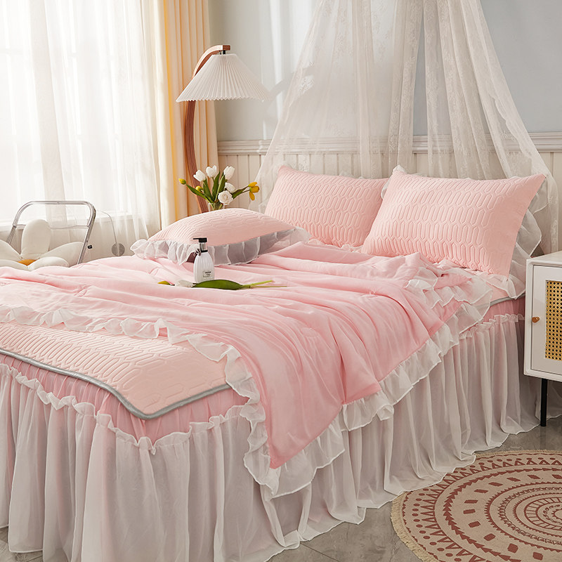 小仙女床裙乳胶凉席夏凉被四件套可折叠水洗空调软席纱花边薄被芯,床上用品,乳胶席,淘宝优惠券,粉丝福利购,淘宝优惠卷