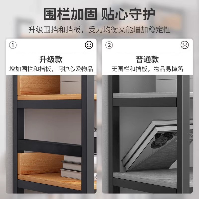 置物架书架落地书柜家用靠墙铁艺多层收纳货架简易客厅架子图书馆