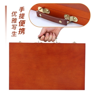 双丰胡桃色调色盒复古手提写生调色盒手提画箱工具箱油画箱调色箱