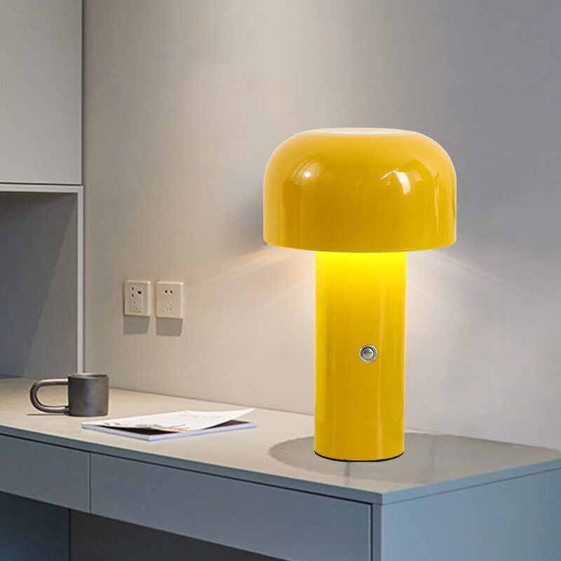 网红flos蘑菇台灯卧室餐厅客厅包豪斯红色充电触摸氛围床头小夜灯
