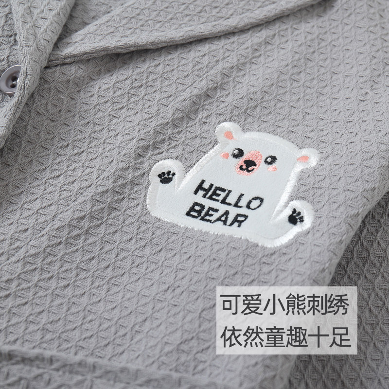 春夏儿童纯棉浴袍宝宝全棉睡袍男童吸水加扣浴衣女童温泉游泳浴巾