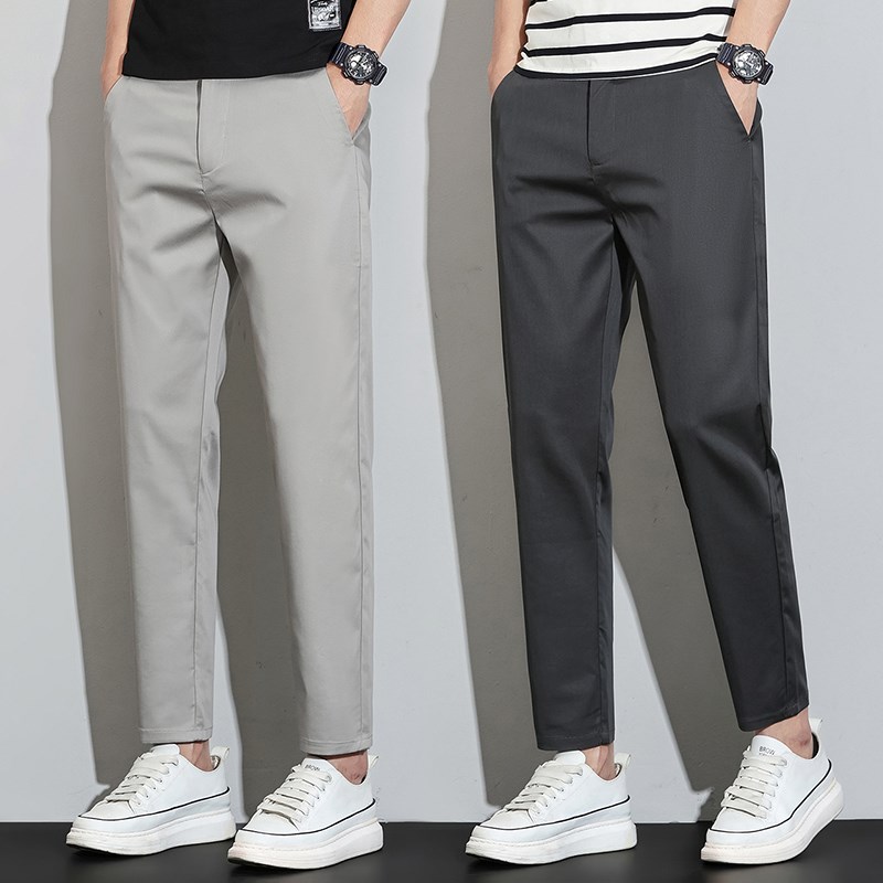 2025裤子男生九分裤修身锥形小直筒休闲裤9分小脚西裤薄款春夏季