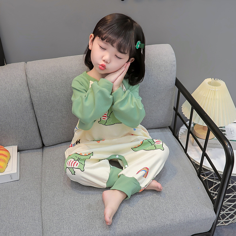 3儿童连体睡衣1春秋长袖2宝宝家居服连体衣纯棉0婴儿卡通睡袋防踢