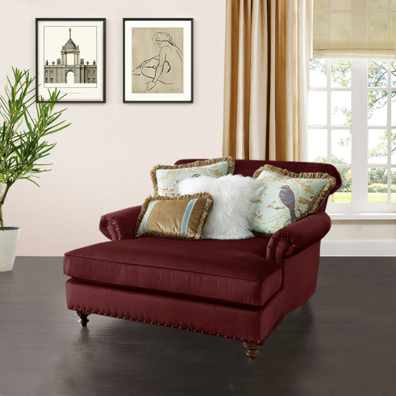 美式布艺贵妃椅可拆洗沙发椅田园小户型卧室躺椅美人榻欧式贵妃榻