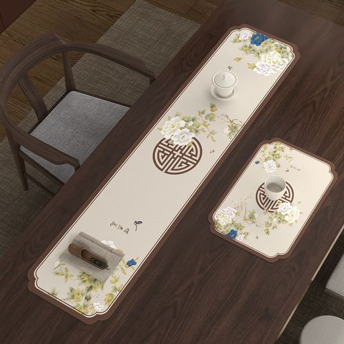 新中式干泡茶席实木茶桌垫布茶台吸水垫茶垫隔热垫子禅意茶旗桌旗