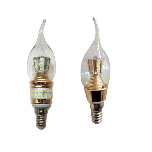 小口LED尖泡e14螺口灯家用玻璃罩替换灯泡三色变光照明白光拉尾泡