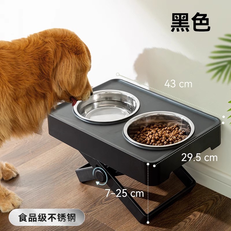 狗碗狗盆狗狗饭盆水碗双碗宠物碗护颈防打翻碗架不锈钢中大型犬