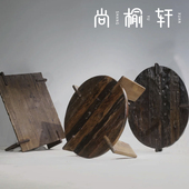 侘寂风实木茶几原木小圆桌边几阳台小户型圆形日式 北欧榻榻米桌