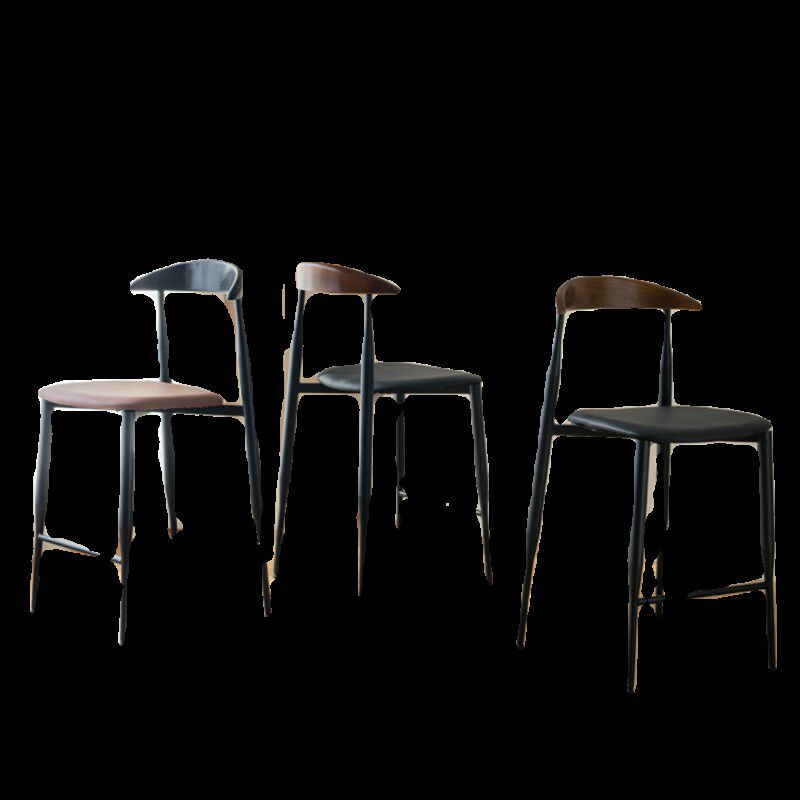 实木靠背高脚椅北欧铁艺个性酒吧吧椅咖啡厅奶茶店高脚凳家用吧凳