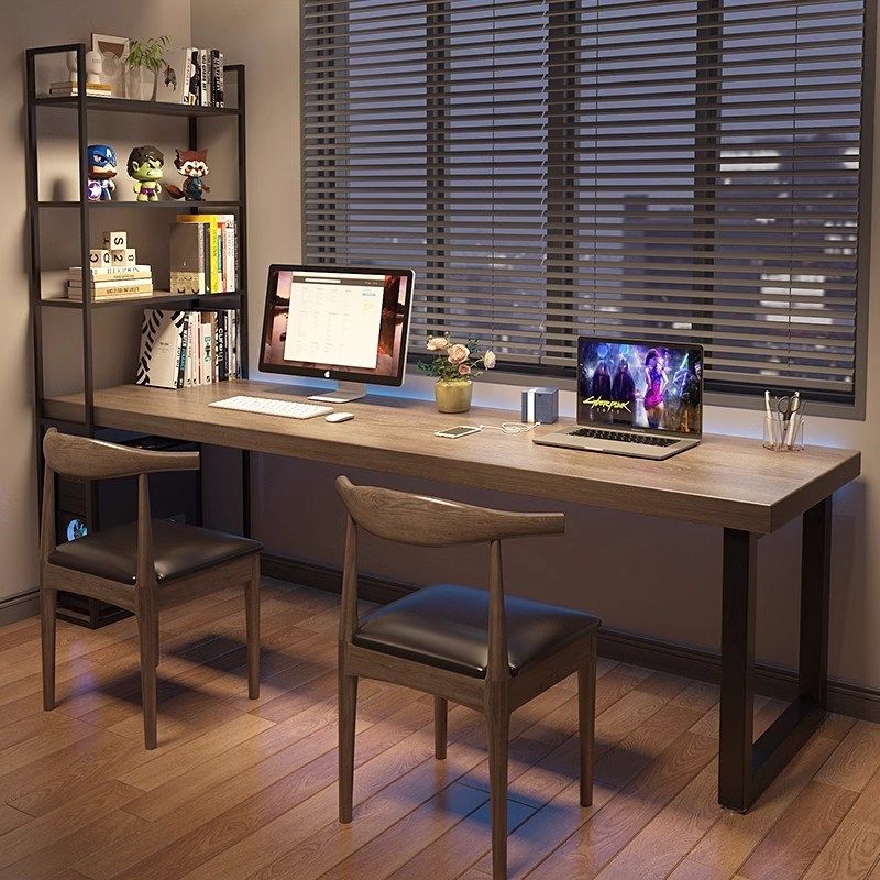 实木电脑桌台式家用学习桌写字台靠墙书桌书架一体桌定制电竞桌子,住宅家具,电脑桌,淘宝优惠券,粉丝福利购,淘宝优惠卷