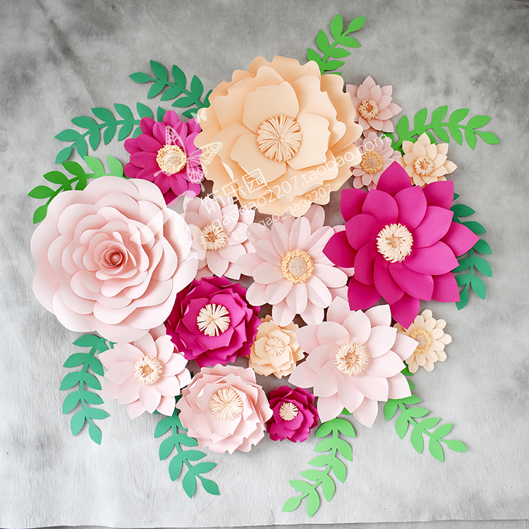 百饰乐园橱窗展示婚礼影楼背景装饰舞台道具Z060大型纸花16朵组合