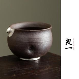家用公道杯功夫茶具茶道泡茶茶水分茶器分茶杯 手工鎏银柴烧中式