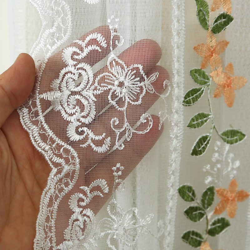 法式奶油风门帘免打孔防蚊夏季蕾丝网红纱帘家用卧室隔断遮挡帘