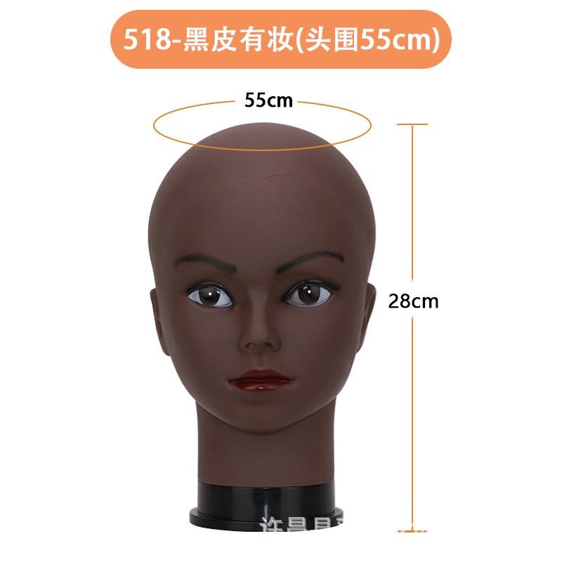 假人头剪发插针模特头光头头模特道具帽子假发修剪理发店头模支架