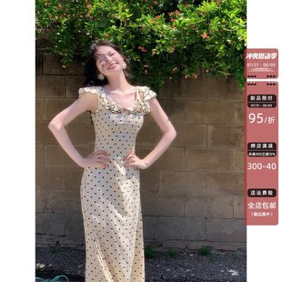 Haze禾枝《香芋半糖》波点荷叶领连衣裙女夏气质收腰显瘦绝美裙子