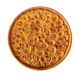 竹木浮雕花片 东阳木雕中式家具木贴花 祥云卷草圆形木雕花片花板