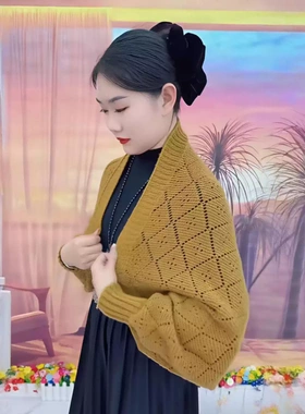 女士外搭针织披肩秋冬新款密织