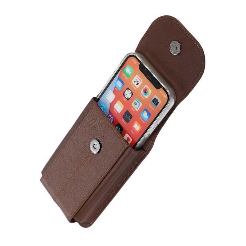 真皮手机包穿皮带腰包挂男爸爸中老年人牛皮套单层磁扣裤腰竖款新