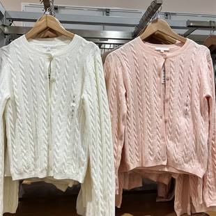 外套空调衫 长袖 休闲百搭毛衣471612 2024纽花圆领针织开衫 小蓉女装