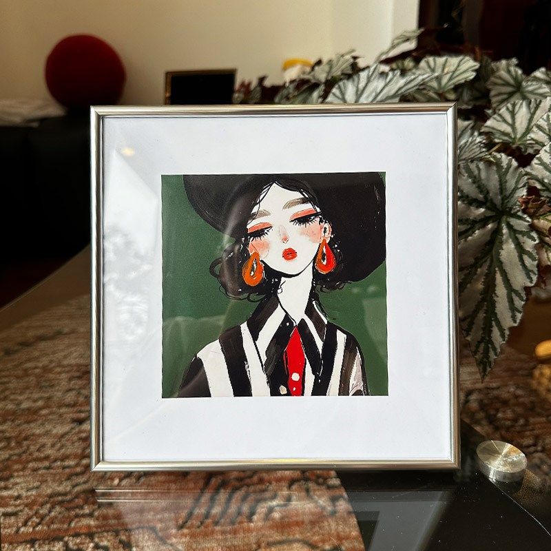 简约银色相框摆台4/5/6/7/8/10寸轻奢画框照片框摆件挂墙定制金属