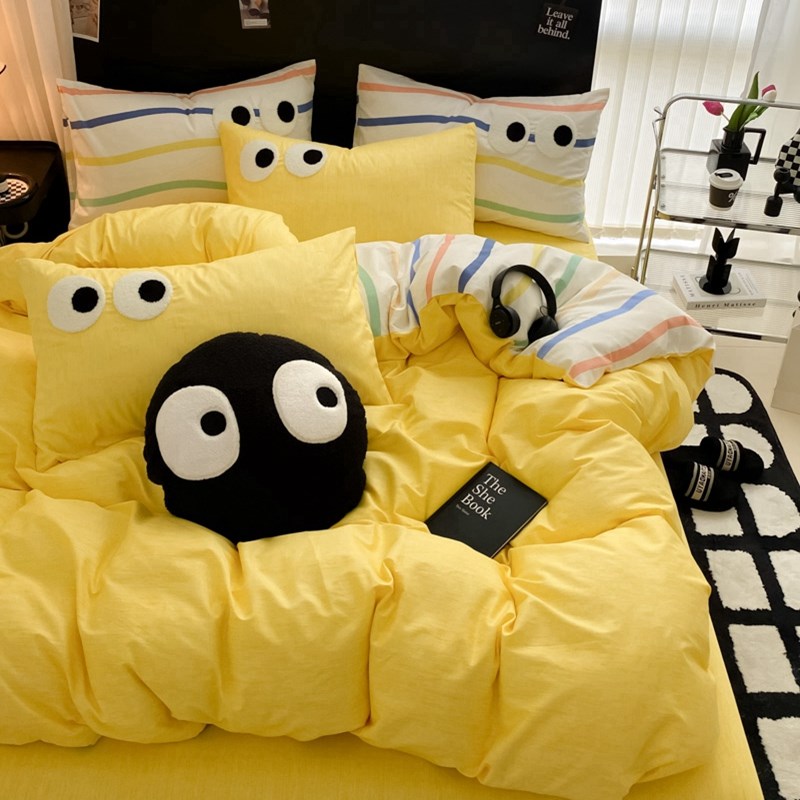 卡通童趣全棉四件套可爱纯棉1.v2床单被套1.5米1.8m床笠款床上用