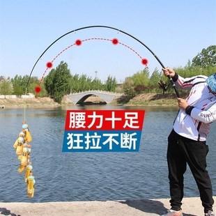 小抛竿甩杆钓竿抛杆海q杆带滑轮便携手柄实心折叠路亚架杆单杆新