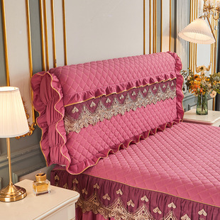 公主风床头罩蕾丝布艺全包弹力床头套皮床靠背防尘布罩保护套2.2m